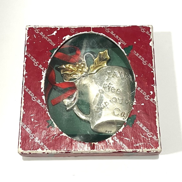 Reed & Barton Vintage Coffee Cup Christmas Ornament. Silver Plated. - Picture 6 of 11